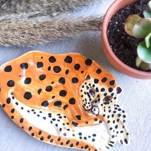 Hand Painted Leopard Catchall Dish